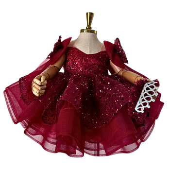 High Quality Short Off-Shoulder Sequin Princess Dress Baby Girls Large Size Parties OEM ODM Made Vietnam Sweet Nhung Nguyen