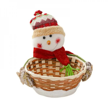 Vietnam Wholesale Handwoven Baskets Art Deco Design Christmas Decorative and Christmas gift woven basket snowman