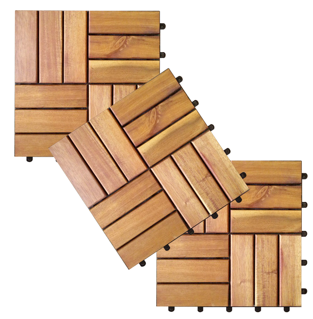 High Quality Hardwood Deck Tiles 12 Slats OEM ODM Natural Wood Decking And Flooring Carton Box Packaging Made In Vietnam