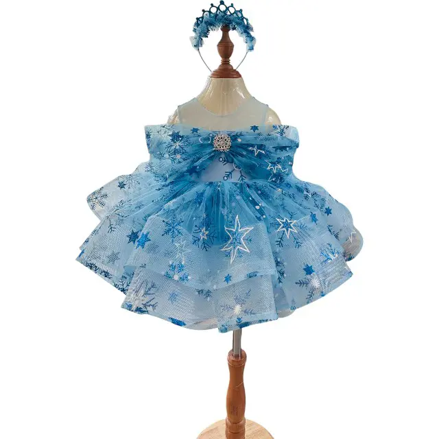 Large Size 2-Cartoon Elsa Tulle Skirt Dress High Quality Princess Party Style for Baby Girls Autumn Season OEM ODM Made Vietnam
