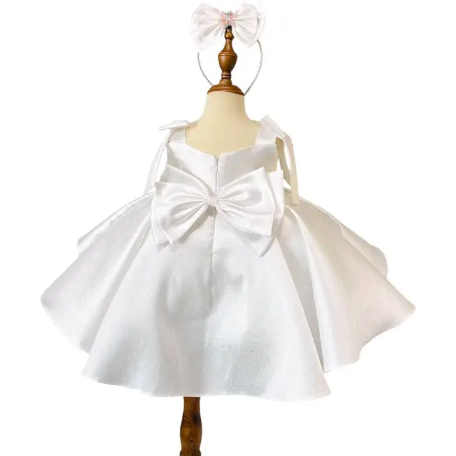 Nhung Nguyen Girls Party OEM ODM Bow-neck Skirt Knee-Length Small Size Large Shoulder for 12 Years Old Fast Delivery Vietnam
