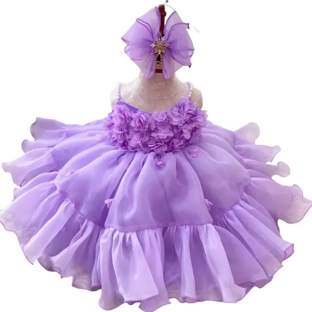 ODM Supply Vietnam Competitively Priced Princess Dress Baby Girls Two Strings Beaded Flowers Flared Chest Party Style Children