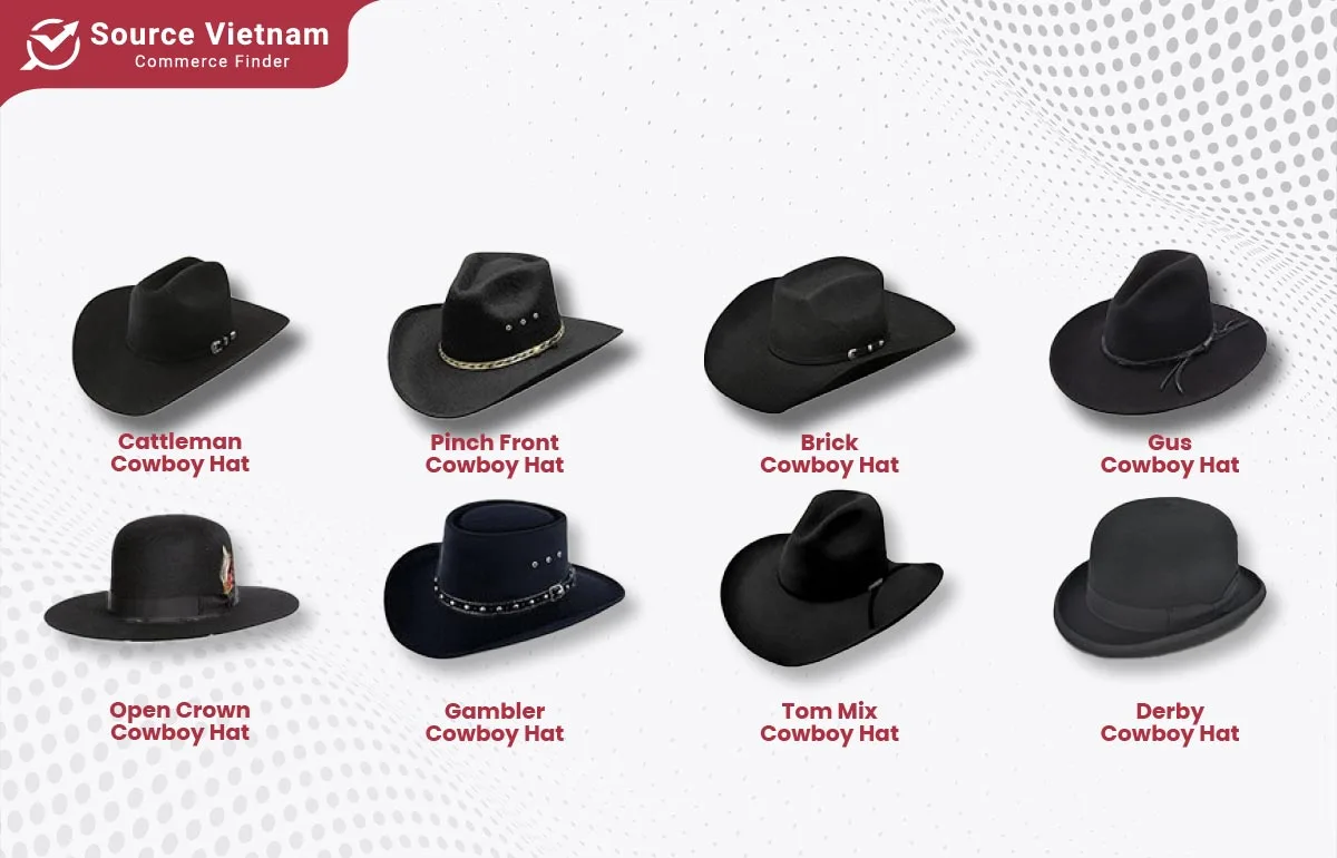 What are the different types of cowboy hats?