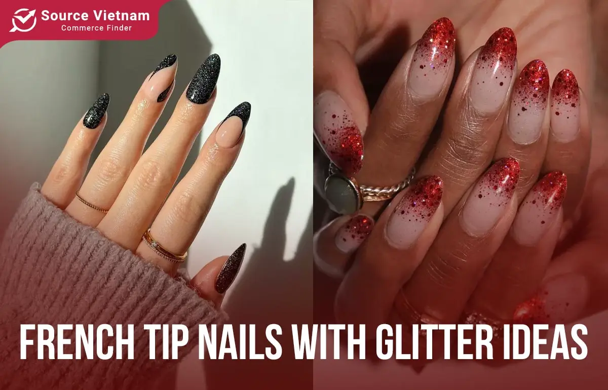 French tip nails with glitter ideas