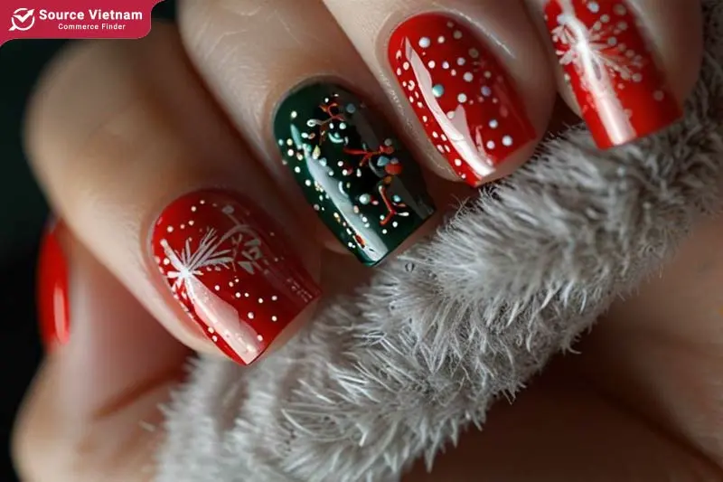 Snowflake nail with Christmas style