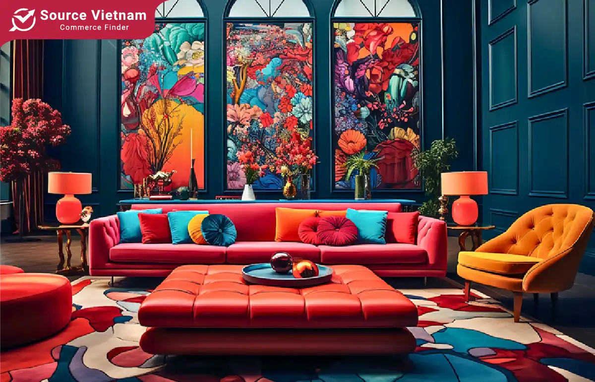 Bold and vibrant for the living room based on color psychology